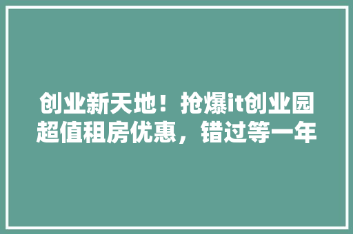 创业新天地！抢爆it创业园超值租房优惠，错过等一年！ SEO关键词