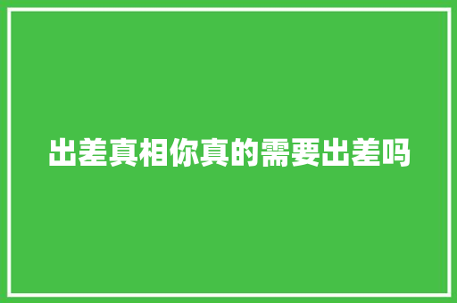 出差真相你真的需要出差吗 搜狗SEO