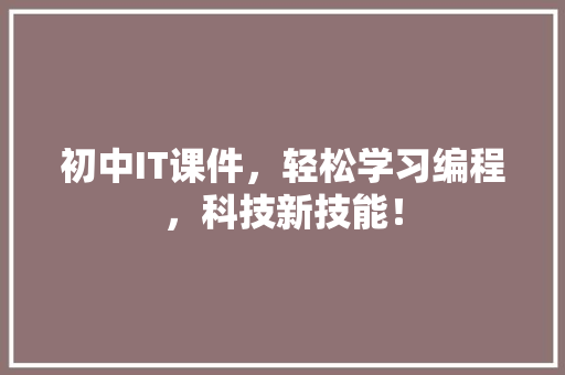 初中IT课件，轻松学习编程，科技新技能！