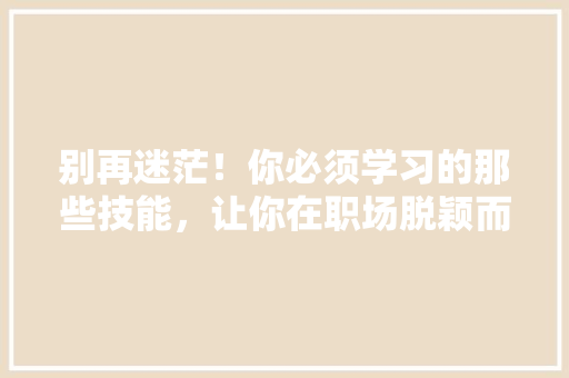 别再迷茫！你必须学习的那些技能，让你在职场脱颖而出！