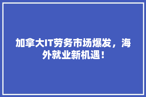 加拿大IT劳务市场爆发，海外就业新机遇！ 搜狗SEO