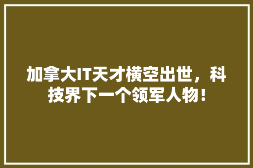 加拿大IT天才横空出世，科技界下一个领军人物！ 搜狗SEO