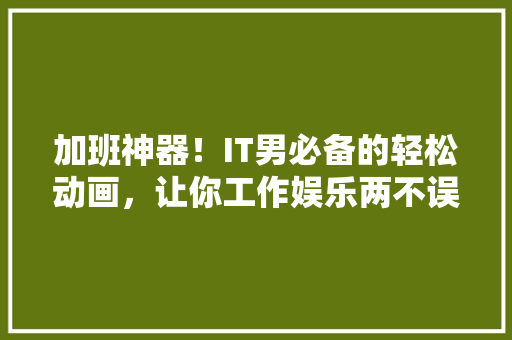 加班神器！IT男必备的轻松动画，让你工作娱乐两不误 SEO关键词