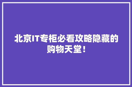北京IT专柜必看攻略隐藏的购物天堂！ 必应SEO