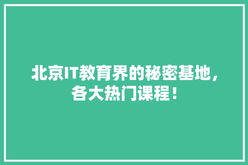 北京IT教育界的秘密基地，各大热门课程！ 神马SEO