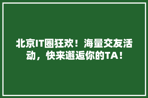 北京IT圈狂欢！海量交友活动，快来邂逅你的TA！ SEO关键词