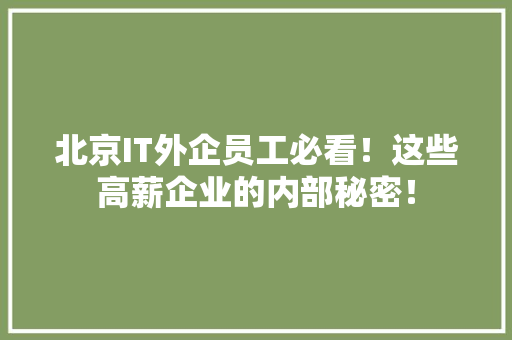 北京IT外企员工必看！这些高薪企业的内部秘密！ SEO关键词