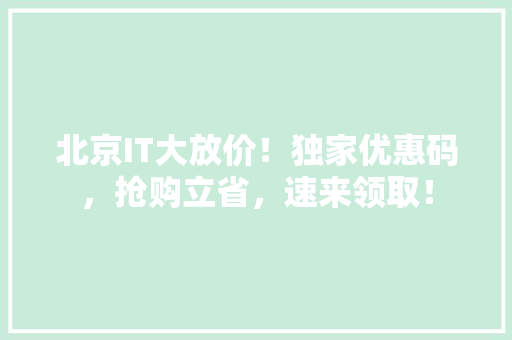 北京IT大放价！独家优惠码，抢购立省，速来领取！ SEO关键词