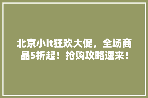 北京小it狂欢大促，全场商品5折起！抢购攻略速来！