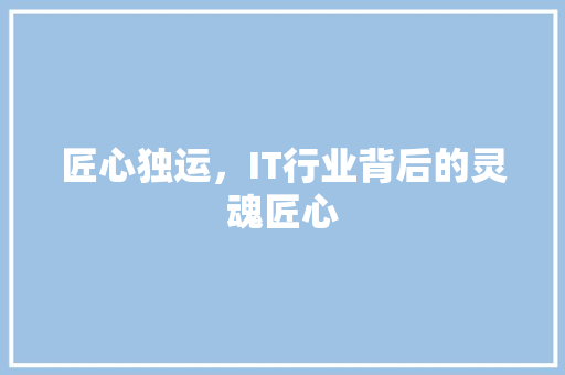 匠心独运，IT行业背后的灵魂匠心 SEO关键词