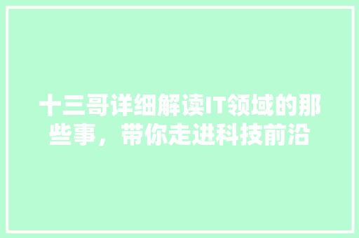 十三哥详细解读IT领域的那些事，带你走进科技前沿 SEO关键词