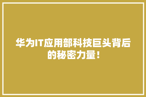 华为IT应用部科技巨头背后的秘密力量！ 必应SEO