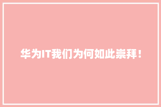华为IT我们为何如此崇拜！ 网站建设公司