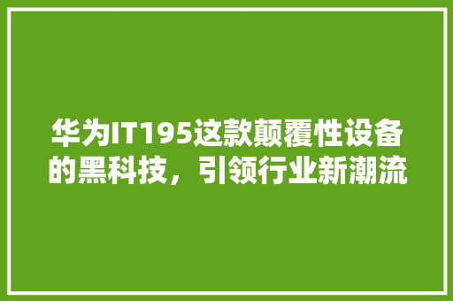 华为IT195这款颠覆性设备的黑科技，引领行业新潮流！ SEO关键词