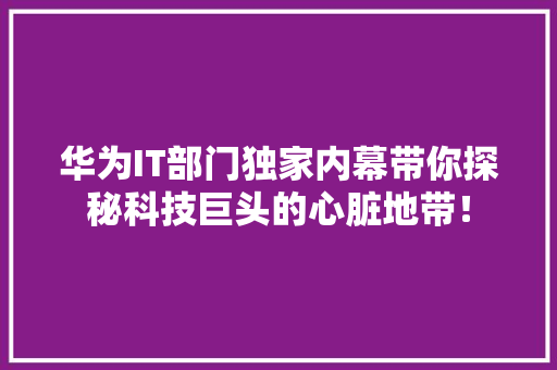 华为IT部门独家内幕带你探秘科技巨头的心脏地带！ 百度SEO