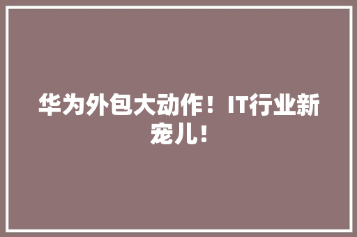 华为外包大动作！IT行业新宠儿！ 搜狗SEO