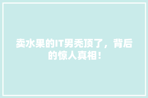 卖水果的IT男秃顶了，背后的惊人真相！ 网站建设公司