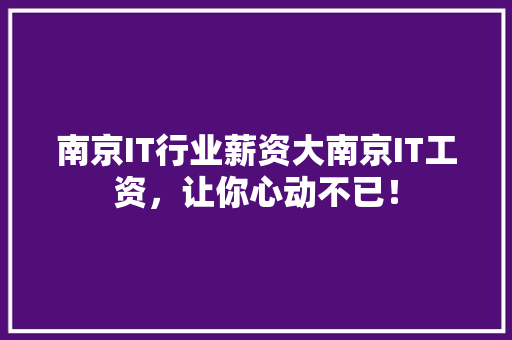 南京IT行业薪资大南京IT工资，让你心动不已！ 网站建设公司