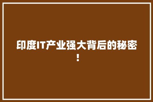 印度IT产业强大背后的秘密！ SEO关键词