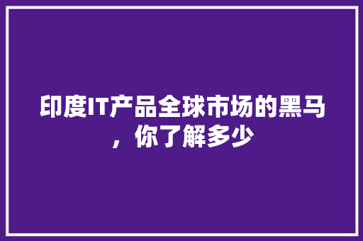印度IT产品全球市场的黑马，你了解多少 百度SEO