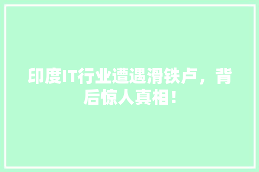 印度IT行业遭遇滑铁卢，背后惊人真相！ 网站建设公司
