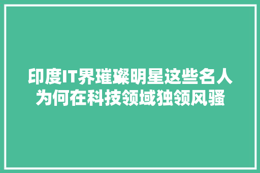印度IT界璀璨明星这些名人为何在科技领域独领风骚 网站建设公司