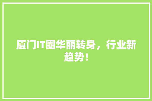 厦门IT圈华丽转身，行业新趋势！ 百度SEO