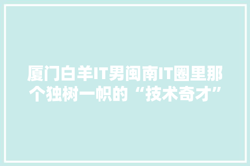 厦门白羊IT男闽南IT圈里那个独树一帜的“技术奇才” 网站建设公司