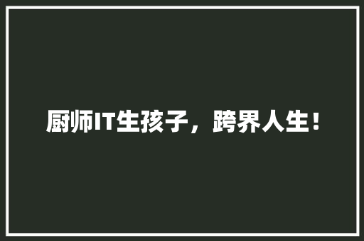厨师IT生孩子，跨界人生！ 神马SEO