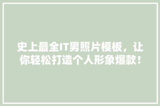 史上最全IT男照片模板，让你轻松打造个人形象爆款！ 网站建设公司