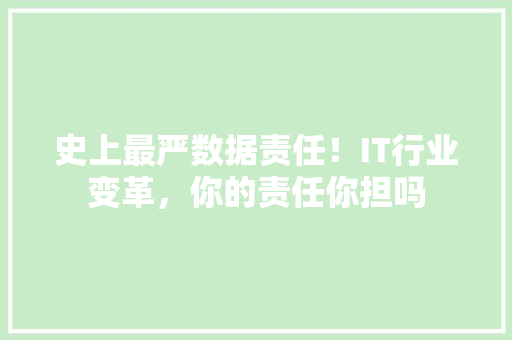 史上最严数据责任！IT行业变革，你的责任你担吗 SEO关键词