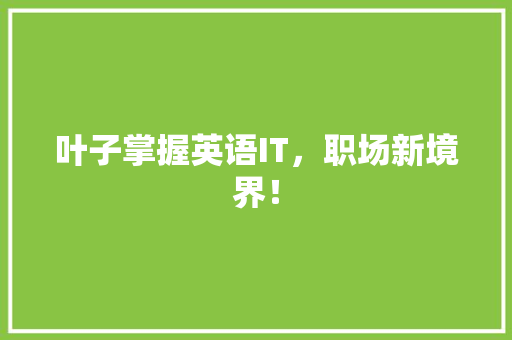叶子掌握英语IT，职场新境界！ 百度SEO