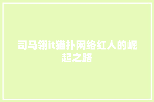 司马翎it猫扑网络红人的崛起之路 SEO关键词