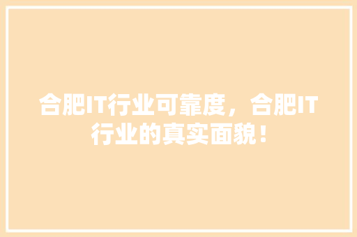 合肥IT行业可靠度，合肥IT行业的真实面貌！ 网站建设公司