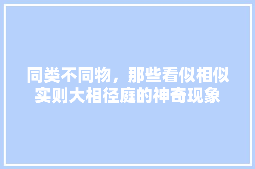 同类不同物，那些看似相似实则大相径庭的神奇现象 神马SEO