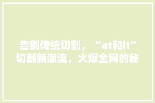 告别传统切割，“at和it”切割新潮流，火爆全网的秘密！ 百度SEO