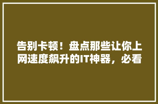 告别卡顿！盘点那些让你上网速度飙升的IT神器，必看攻略！ SEO关键词