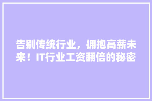 告别传统行业，拥抱高薪未来！IT行业工资翻倍的秘密 百度SEO