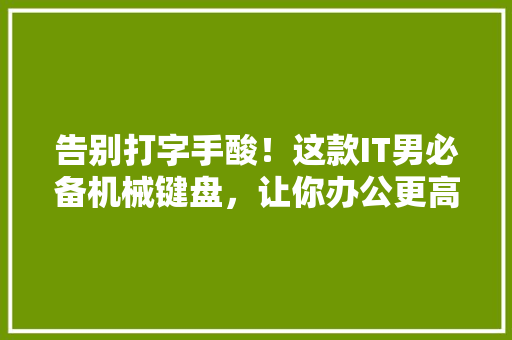 告别打字手酸！这款IT男必备机械键盘，让你办公更高效 SEO关键词