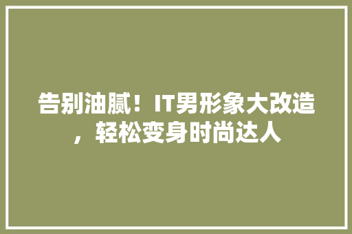 告别油腻！IT男形象大改造，轻松变身时尚达人 搜狗SEO