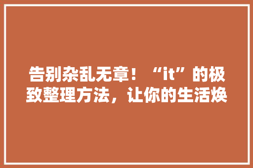 告别杂乱无章！“it”的极致整理方法，让你的生活焕然一新 必应SEO