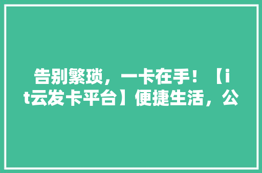 告别繁琐，一卡在手！【it云发卡平台】便捷生活，公众号爆款推荐，速来体验！ 必应SEO