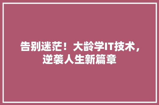 告别迷茫！大龄学IT技术，逆袭人生新篇章 百度SEO