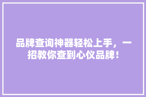 品牌查询神器轻松上手，一招教你查到心仪品牌！ 必应SEO