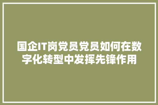 国企IT岗党员党员如何在数字化转型中发挥先锋作用 必应SEO