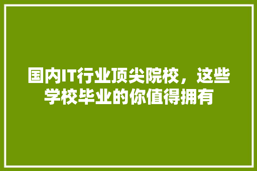 国内IT行业顶尖院校，这些学校毕业的你值得拥有 网站建设公司