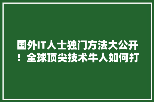 国外IT人士独门方法大公开！全球顶尖技术牛人如何打造爆款 SEO关键词