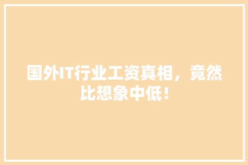 国外IT行业工资真相，竟然比想象中低！ 搜狗SEO