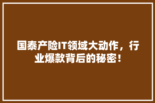 国泰产险IT领域大动作，行业爆款背后的秘密！ 搜狗SEO