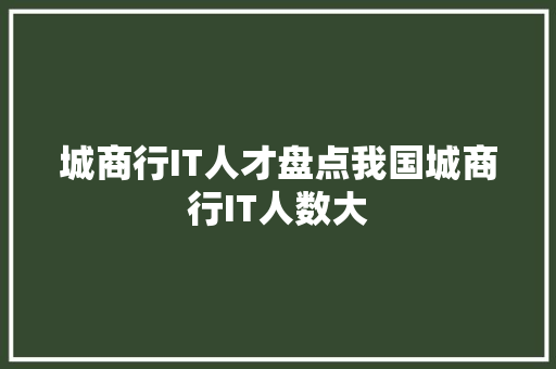 城商行IT人才盘点我国城商行IT人数大 必应SEO